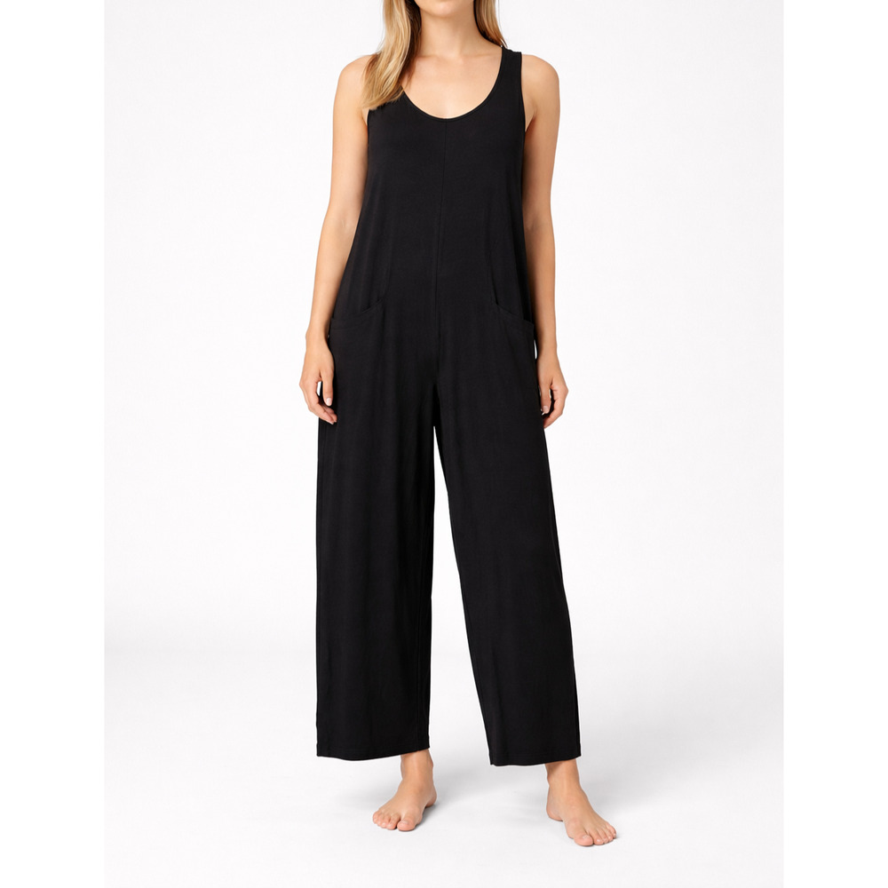 Universal Standard Jersey Leisure Tank Jumpsuit Womens S/ 14-16 Black Wide Leg